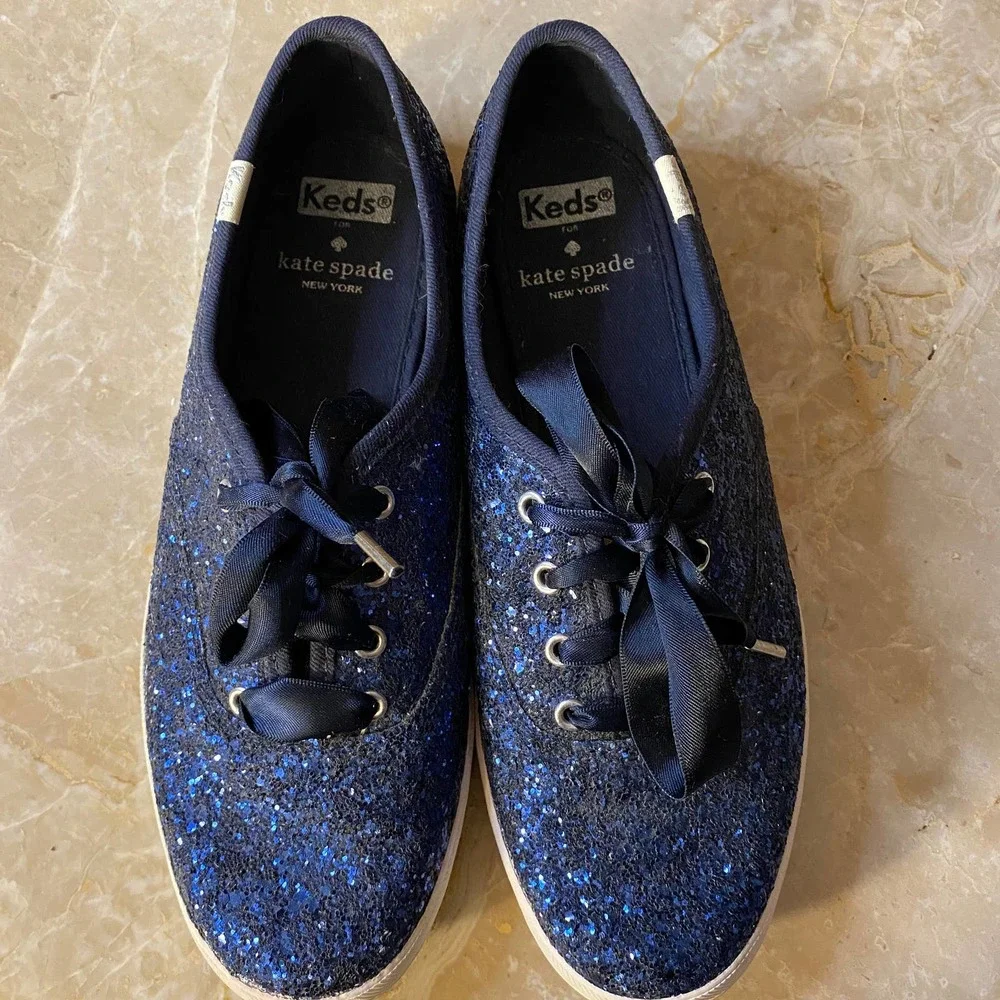Kate Spade Keds Blue Glitter Sneaker - Picture 8 of 14